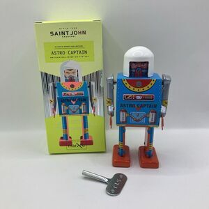 Classic Mechanical Walking Tin Wind Up Robot Astro Captain Saint John Shanghai
